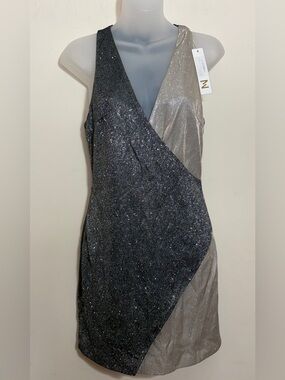 Meshki Izzy Two-Tone Glitter Wrap Dress Size M NWT